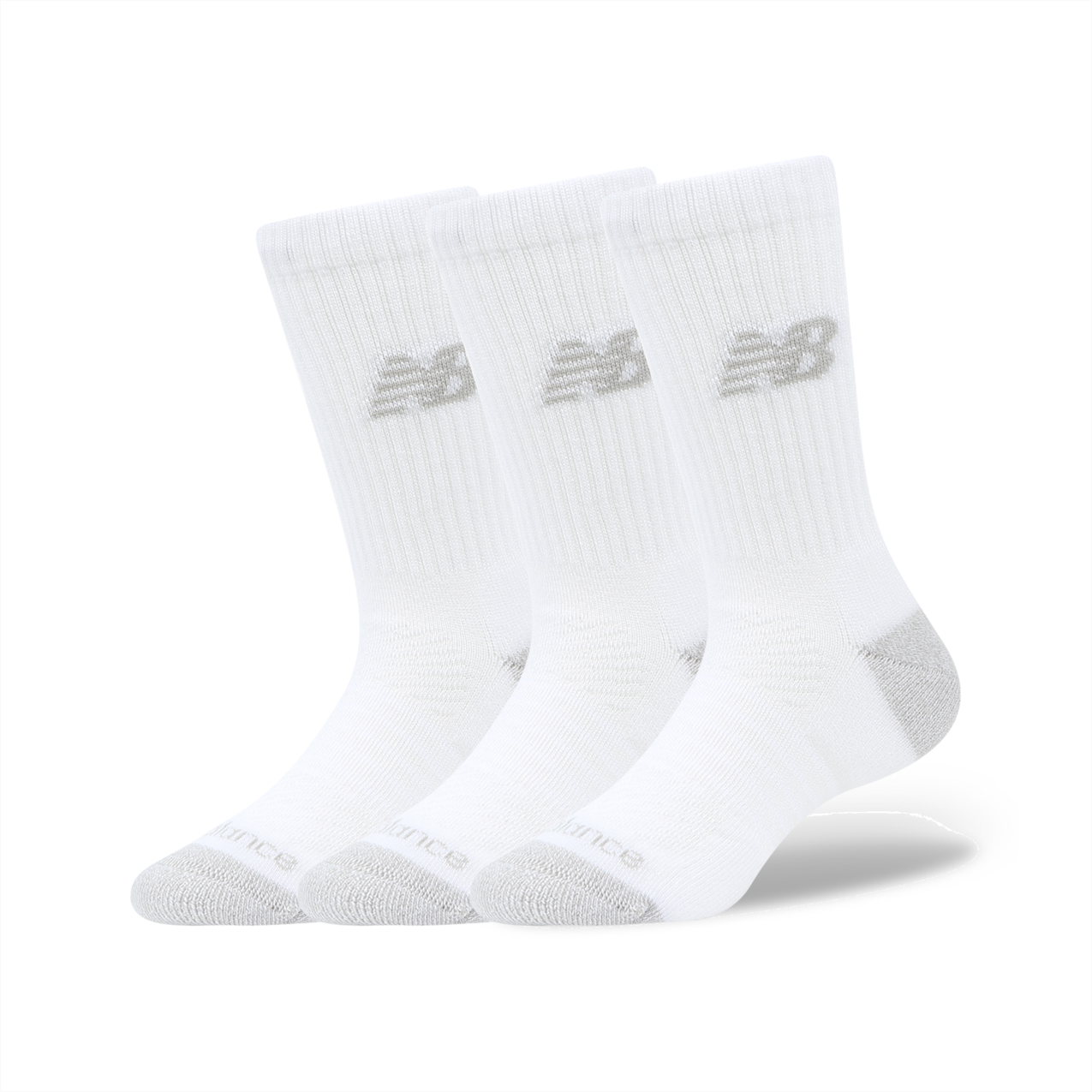 New Balance Youth Active Crew Socks 3 Pack - White
