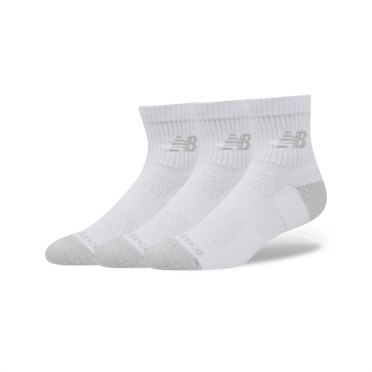 New Balance Active QTR Socks 3 Pack - White