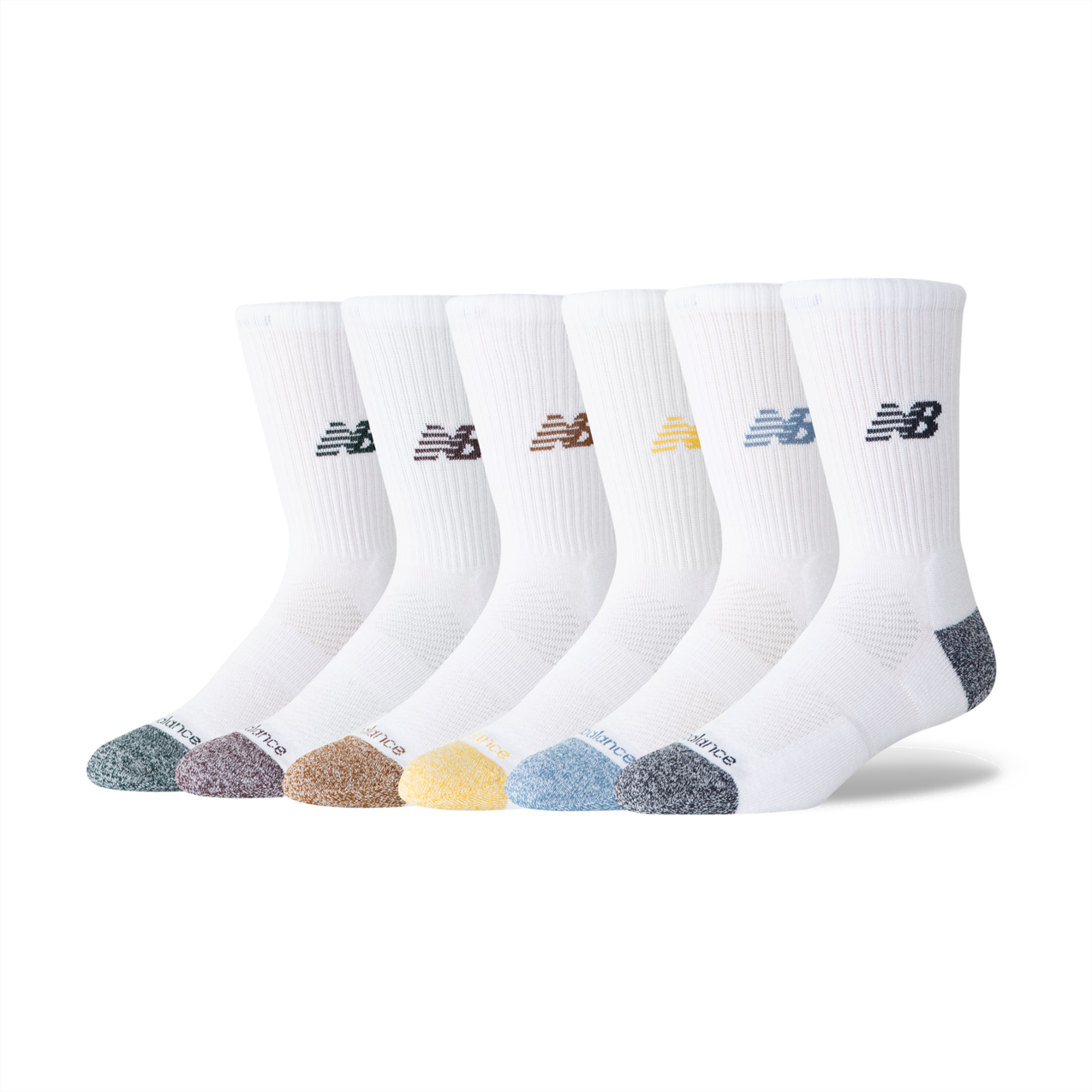 New Balance Active  Crew Socks 6 Pack - Assorted 5 Colors