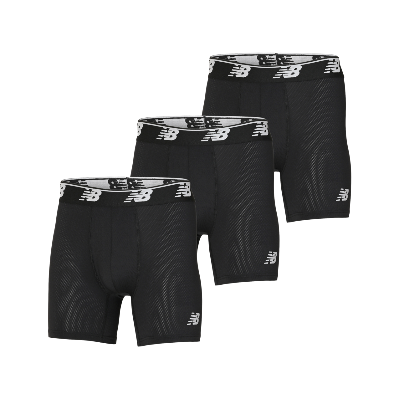 New Balance Men's Mens Mesh 5 Inch Boxer Brief No Fly 3 Pack - Black