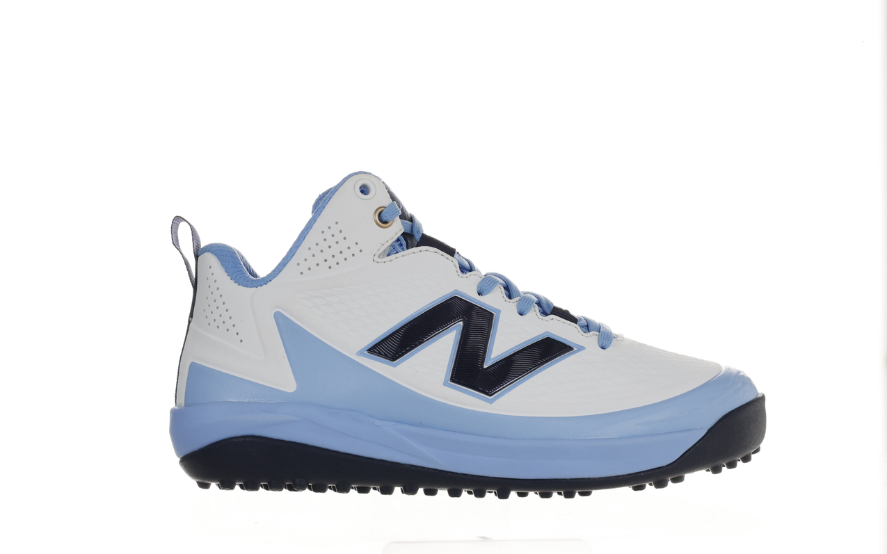 New Balance Youth Ohtani v2 Mid Turf – White/Team Carolina
