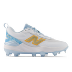 New Balance Velo v5 Turf – White/Team Sky Blue/Gold