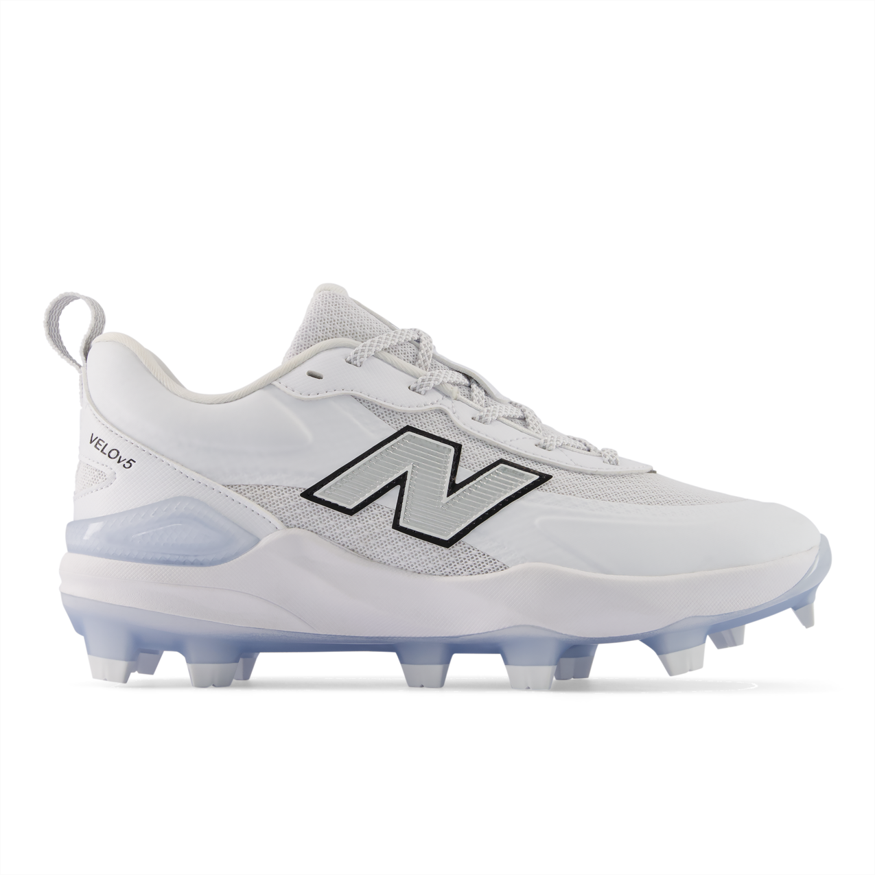 New Balance Velo v5 Turf – White/Metallic Silver