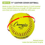 Champion Sports 11" Leather Cork Core Softball - Dozen