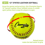 Champion Sports 12" Synthetic Leather Cork Core Softball - Dozen