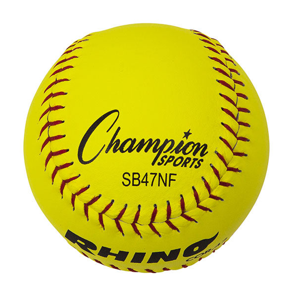 Champion Sports 12" Leather Poly Core Softball, NFHS Approved - Dozen