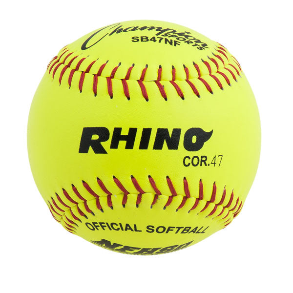Champion Sports 12" Leather Poly Core Softball, NFHS Approved - Dozen