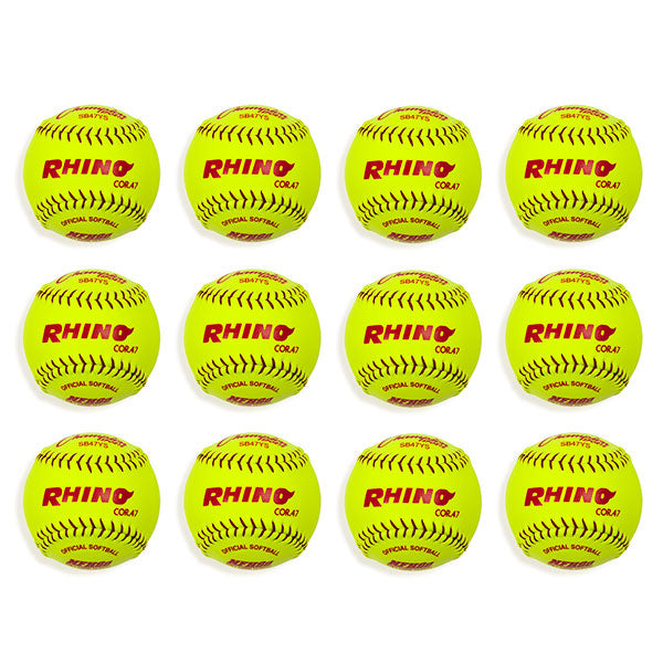 Champion Sports 12" Synthetic Leather Poly Core Softball, NFHS Approved - Dozen