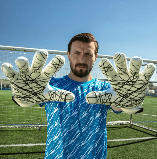 Goalkeeper showing gloves