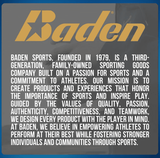 Baden Sports company text