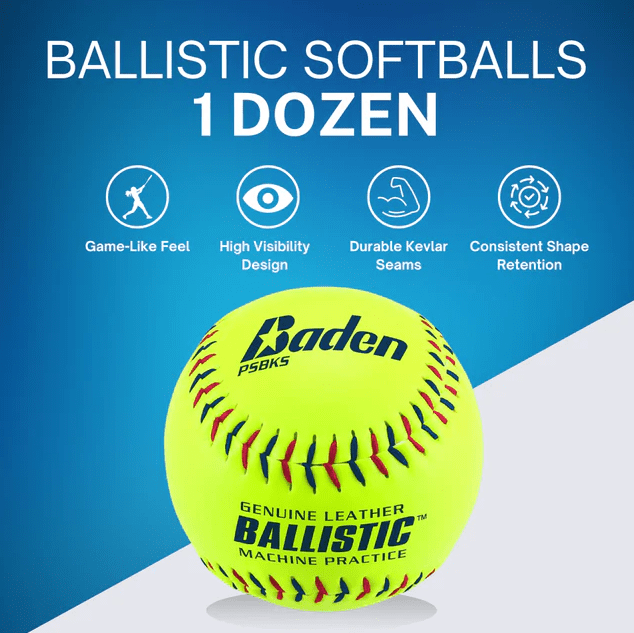 Bright yellow softballs for practice.