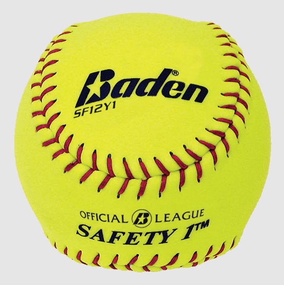 Bright yellow safety softball with branding