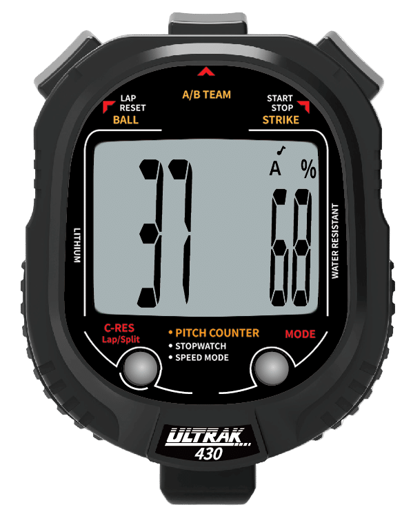 Ultrak 430 – Pitch Counter / Lap or Split Stopwatch (1-Line Display)