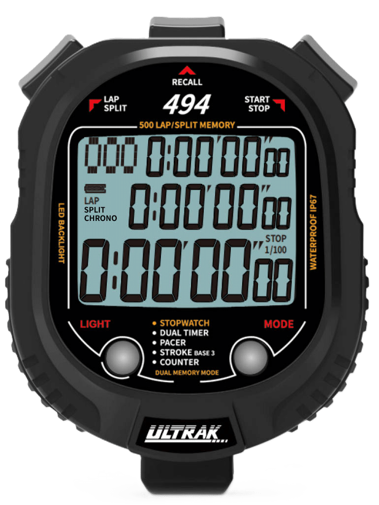 Ultrak 494 – 500-Lap Memory Stopwatch with LED Backlight