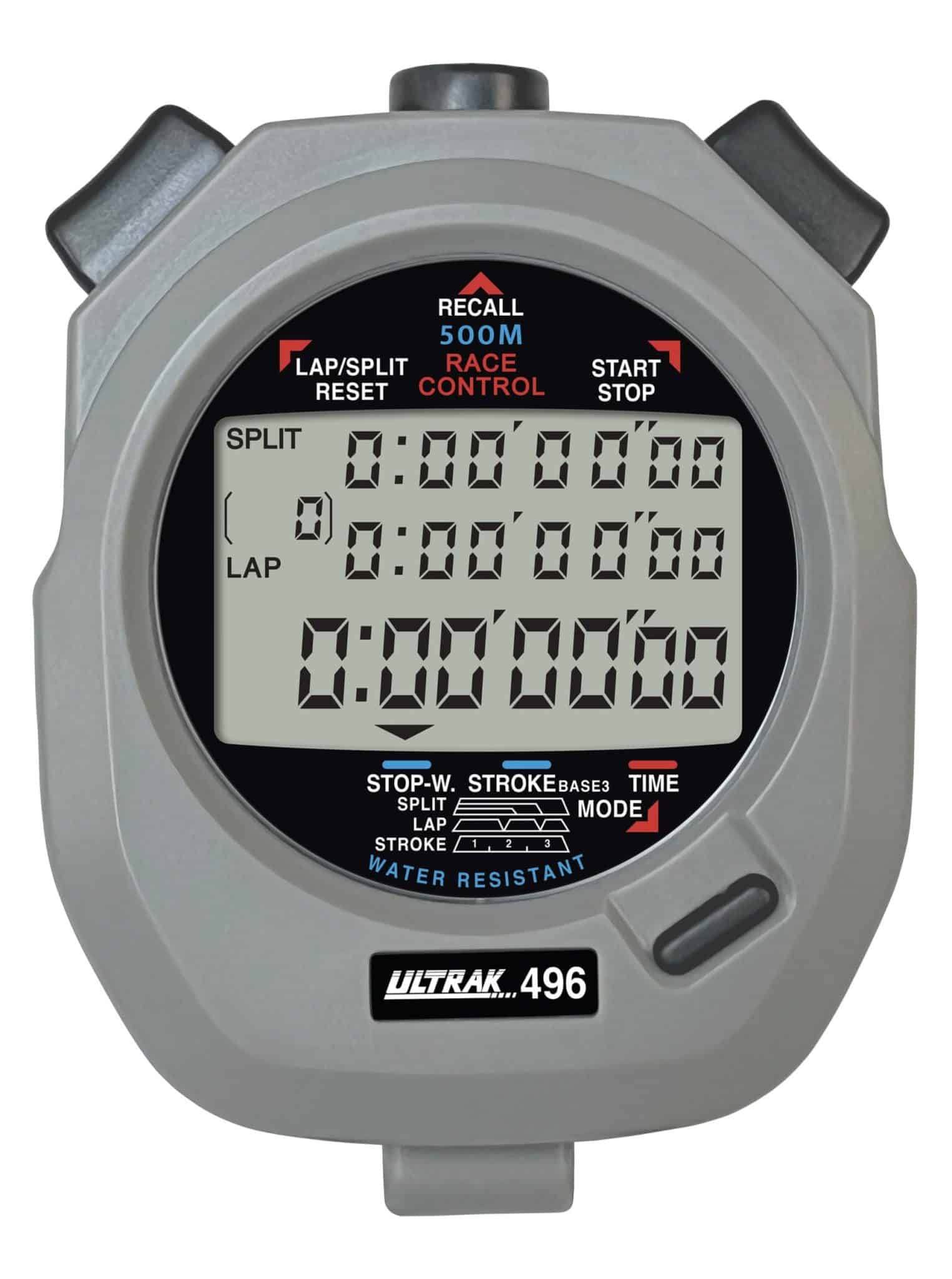 Ultrak 496 – 500-Lap Memory Stopwatch (3-Line Display)