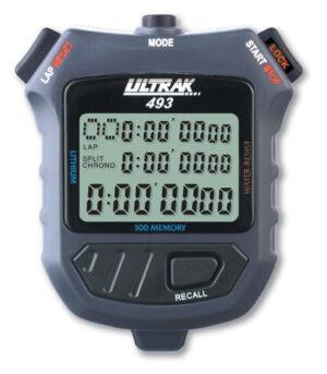 Ultrak 493 – 500-Lap Memory Stopwatch (3-Line Display)